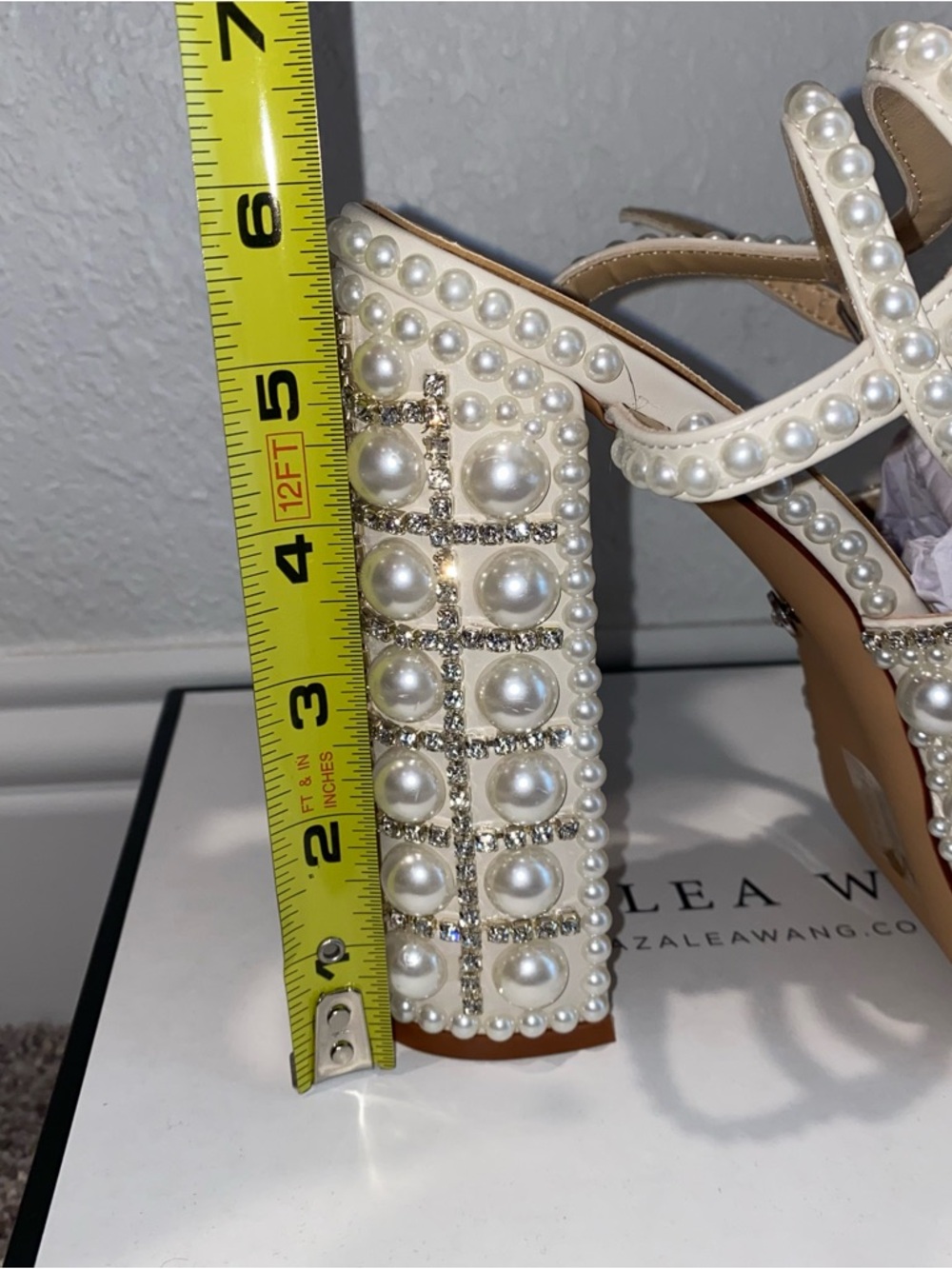 Azalea Wang Astrella Pearl-Embellished Platform Heels - Picture 5 of 7